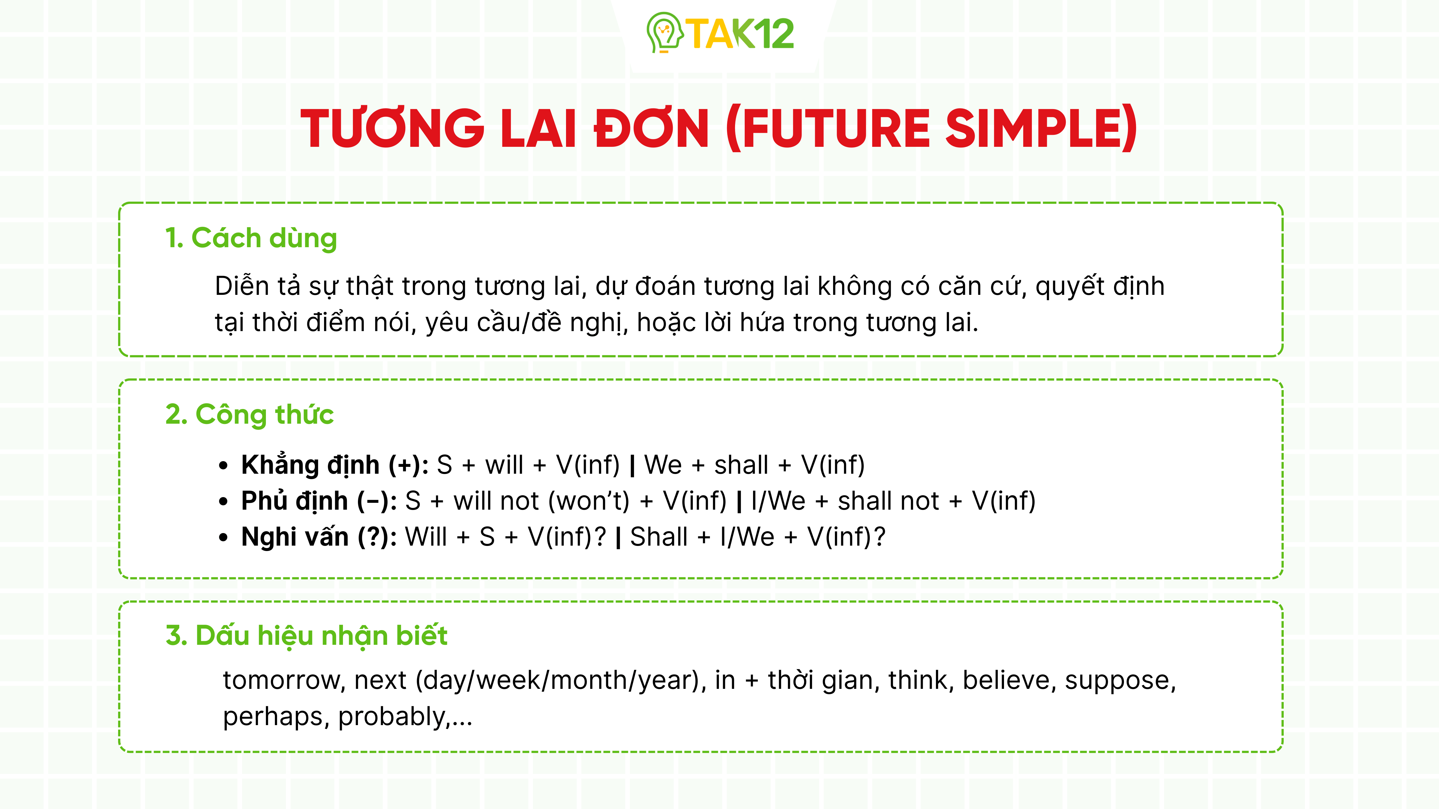 Thì tương lai đơn - Future Simple Tense